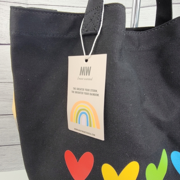 Most Wanted USA Pride Black Cotton Canvas Love is Love Tote Bag - Picture 4 of 16